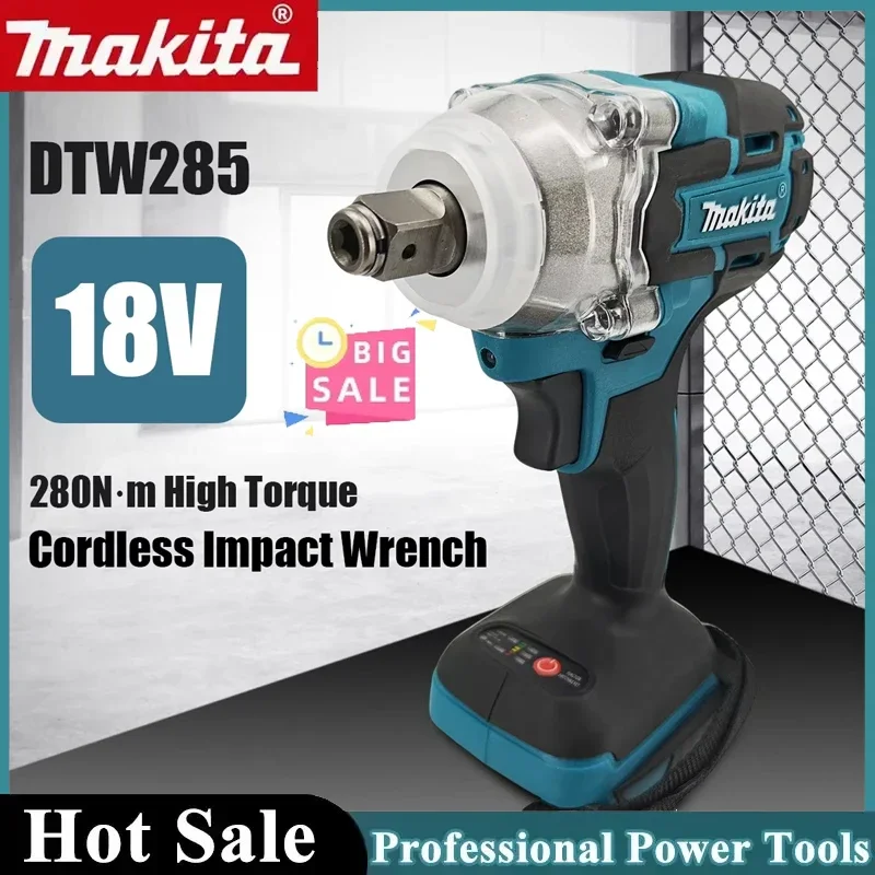 Makita DTW285 Brushless Impact Wrench 300N.M Cordless Electric High Torque Rechargeable Tool Compatible with 18V Battery