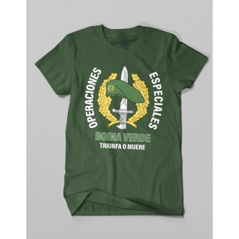 Operaciones Espana Boina Verde Triunfa O Muere Men T-Shirts Short Casual 100% Cotton Shirts Size S-3XL