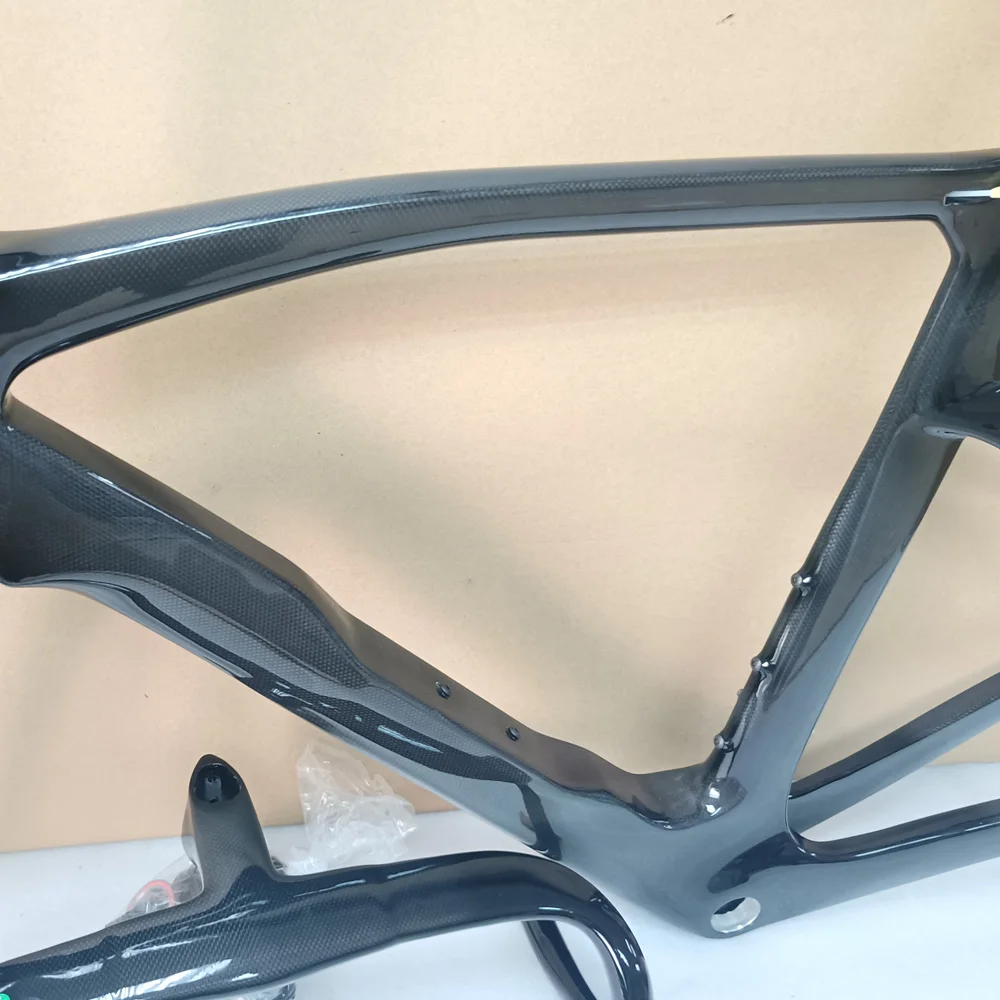 90 Colors F14 Carbon Frame 1k Weave Road Bike Frame with Handlebar, Racing Bicycle Frameset