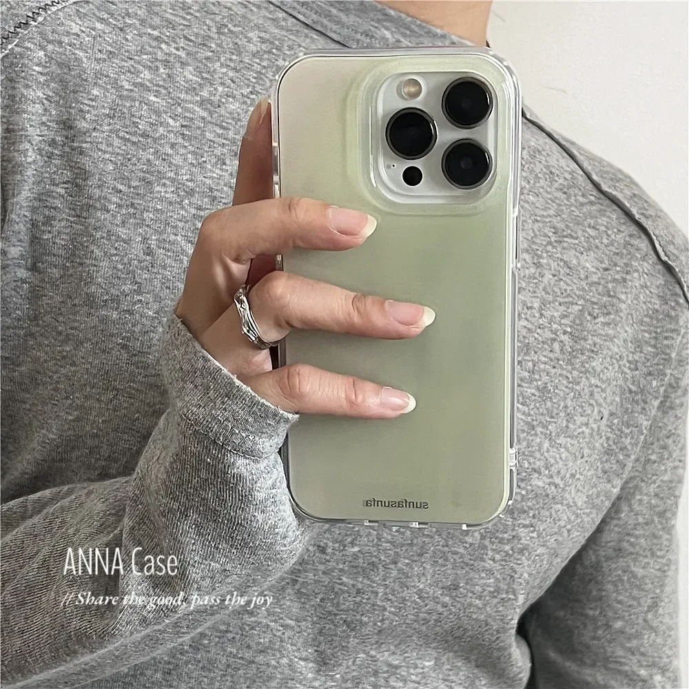 Minimalist Premium Summer Green Fresh Dyeing Phone Case For iPhone 17 AIR 16 15 14 13 12 11 PRO MAX PLUS Anti Drop Cover