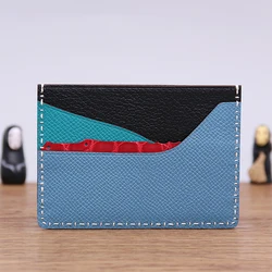 DIMY 2023 Hand Stitched Card Pack, Real Crocodile Spliced Sheepskin Ultra Thin Card Holder, Multi-Card Slot Driver's License Set