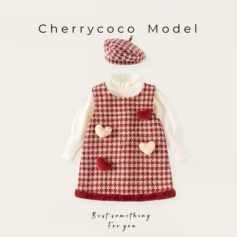 

Новый детский комплект одежды: модный сарафан в корейском стиле для девочек, повседневный, из шерстяной ткани, с мультяшным принтом, для школьниц