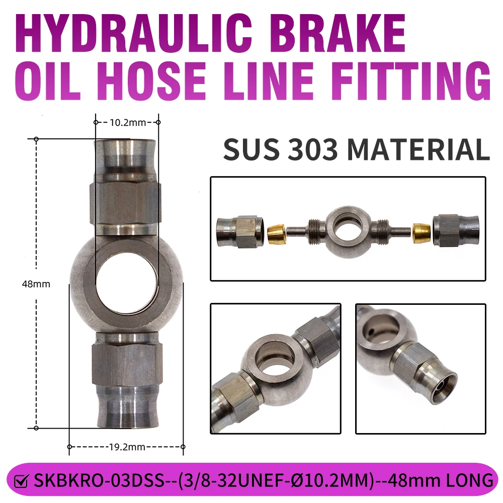 

SK CUSTOM AN3 SUS303 Car MotorBike Hydraulic Brake Oil Line Banjo Double Hose End 10.2mm Tee Straight Brake Hose Ends Interface