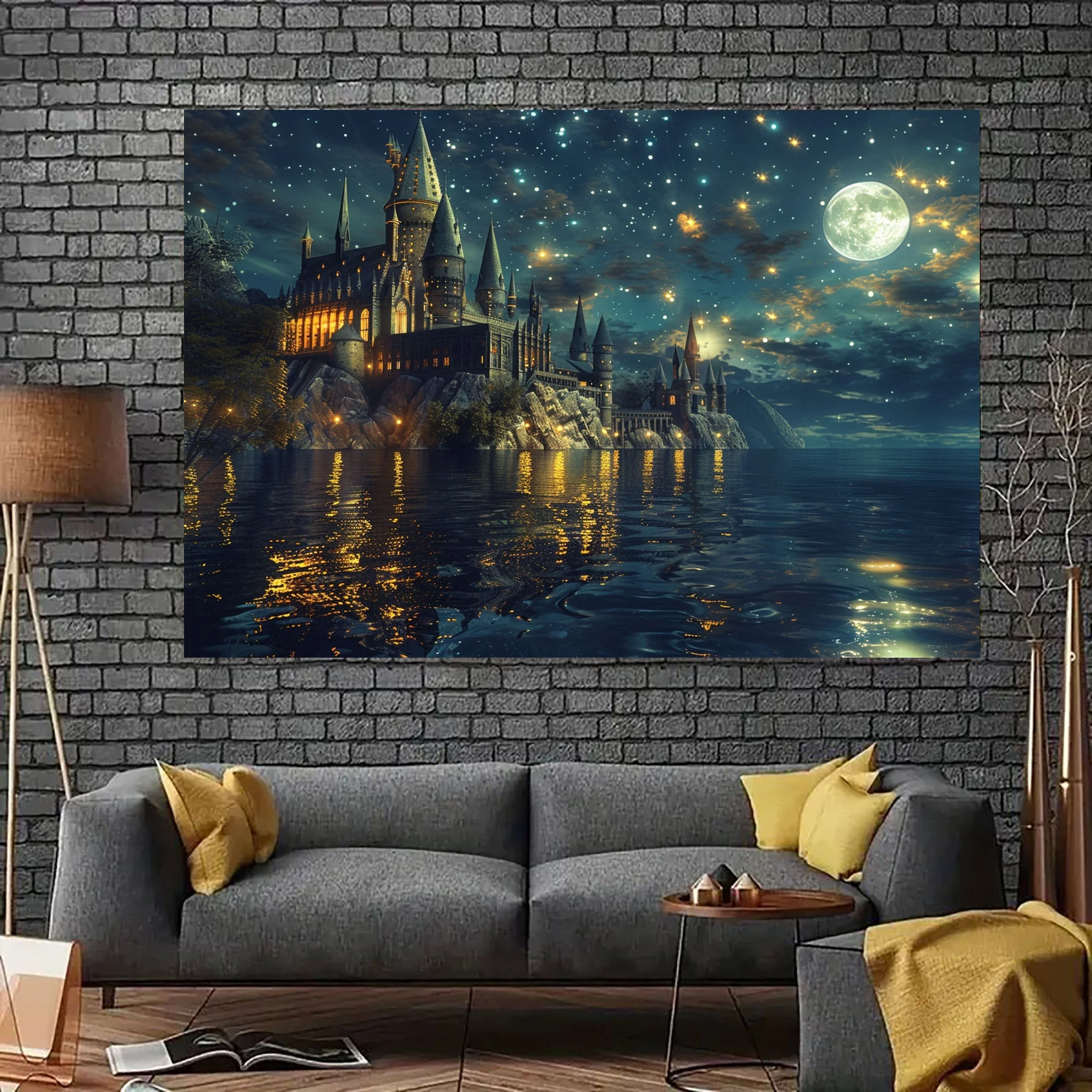 Magic Castle Photography Background Wizard World Night Sky Moon Lightning Party Decoration Photo Props
