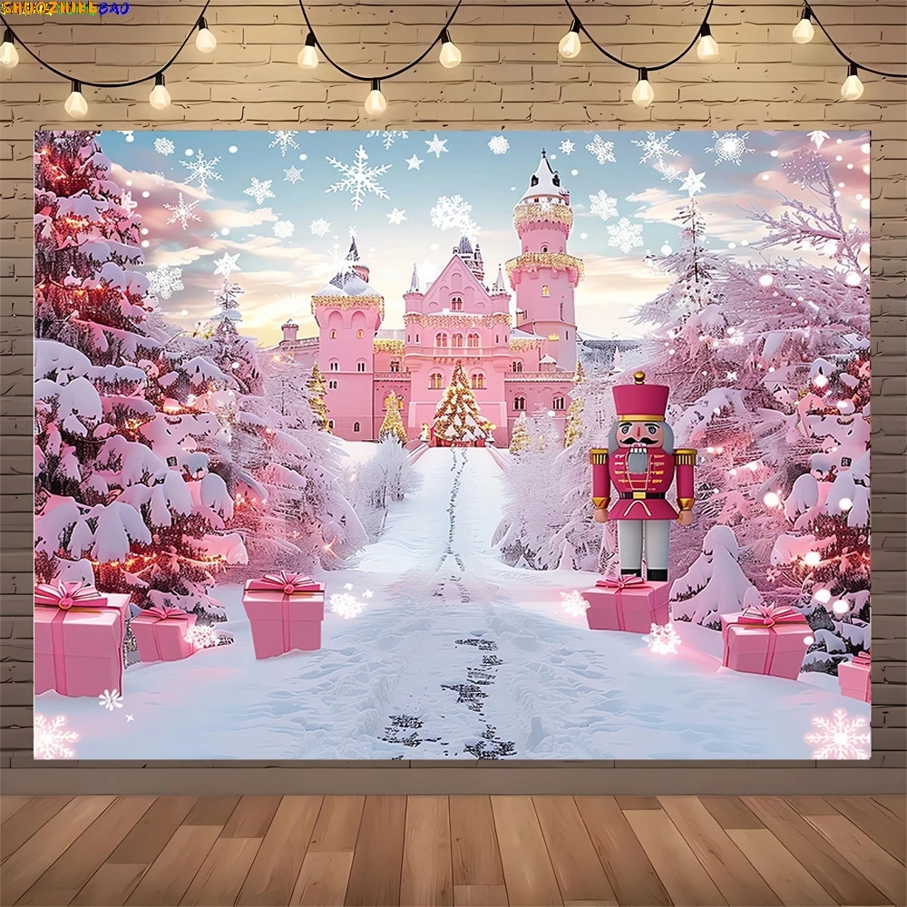 

Christmas Tree With Gift Boxes Photography Backdrops Winter Snow Decorations Wooden Door Fireplace Room Background Props WR-13