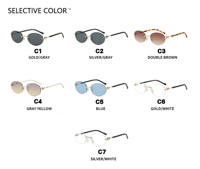 Mode ovale randlose Sonnenbrille für Frau beliebte runde rahmenlose Sonnenbrille Shades Retro hochwertige Unisex stilvolle Brillen – Detail 3