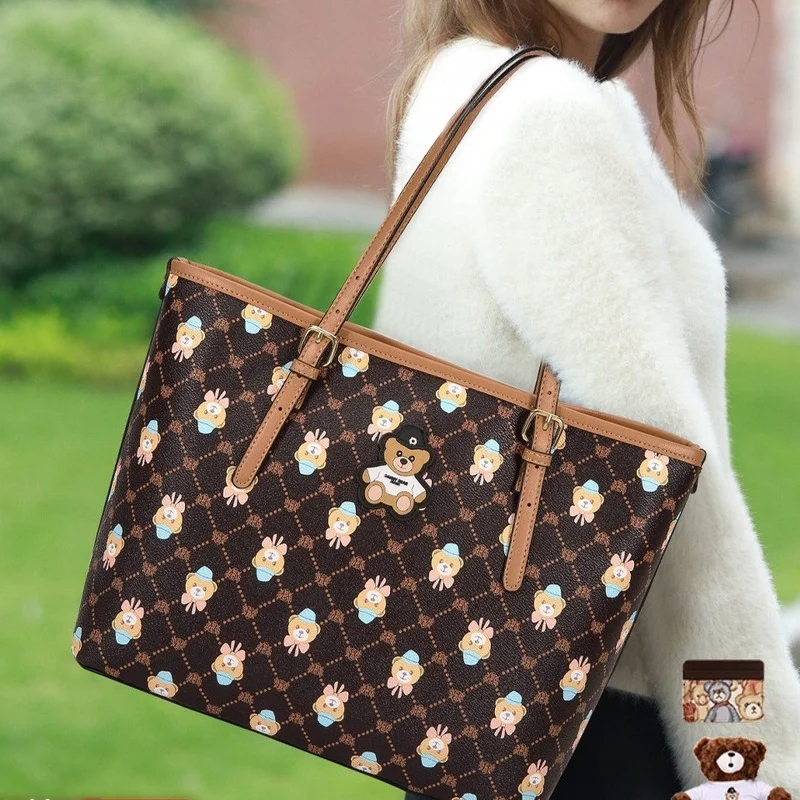 Danny Bear Shoulder Bag Cross body Bag Women's Daily Commuter Mother and Child Bag Birthday Gift Unique Features Cute  bear