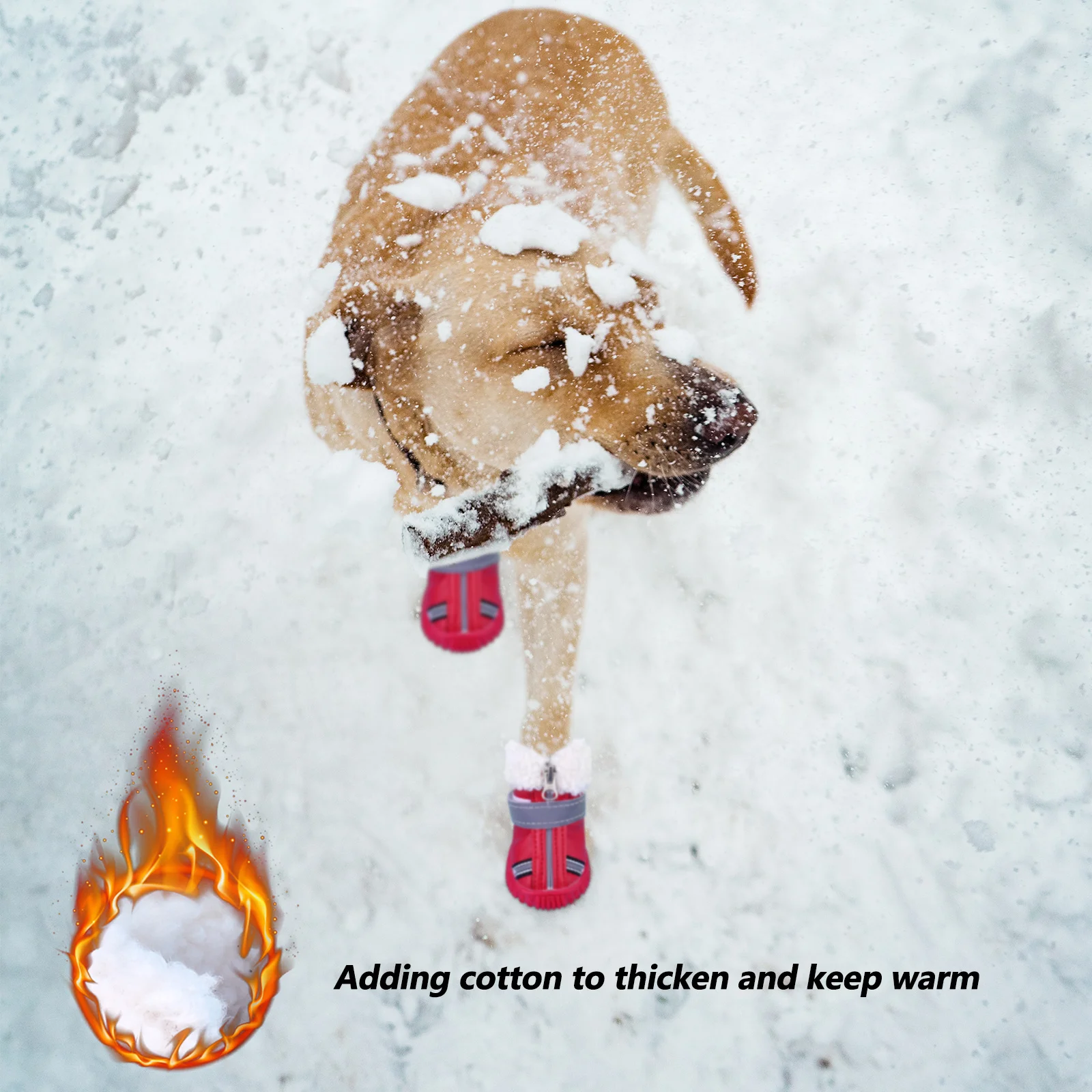 

4Pcs Thickened Winter Cotton Dog Shoes Anti-Slip Waterproof Warm Puppy Boots for Outdoor Walking Snow Protection Small Medium