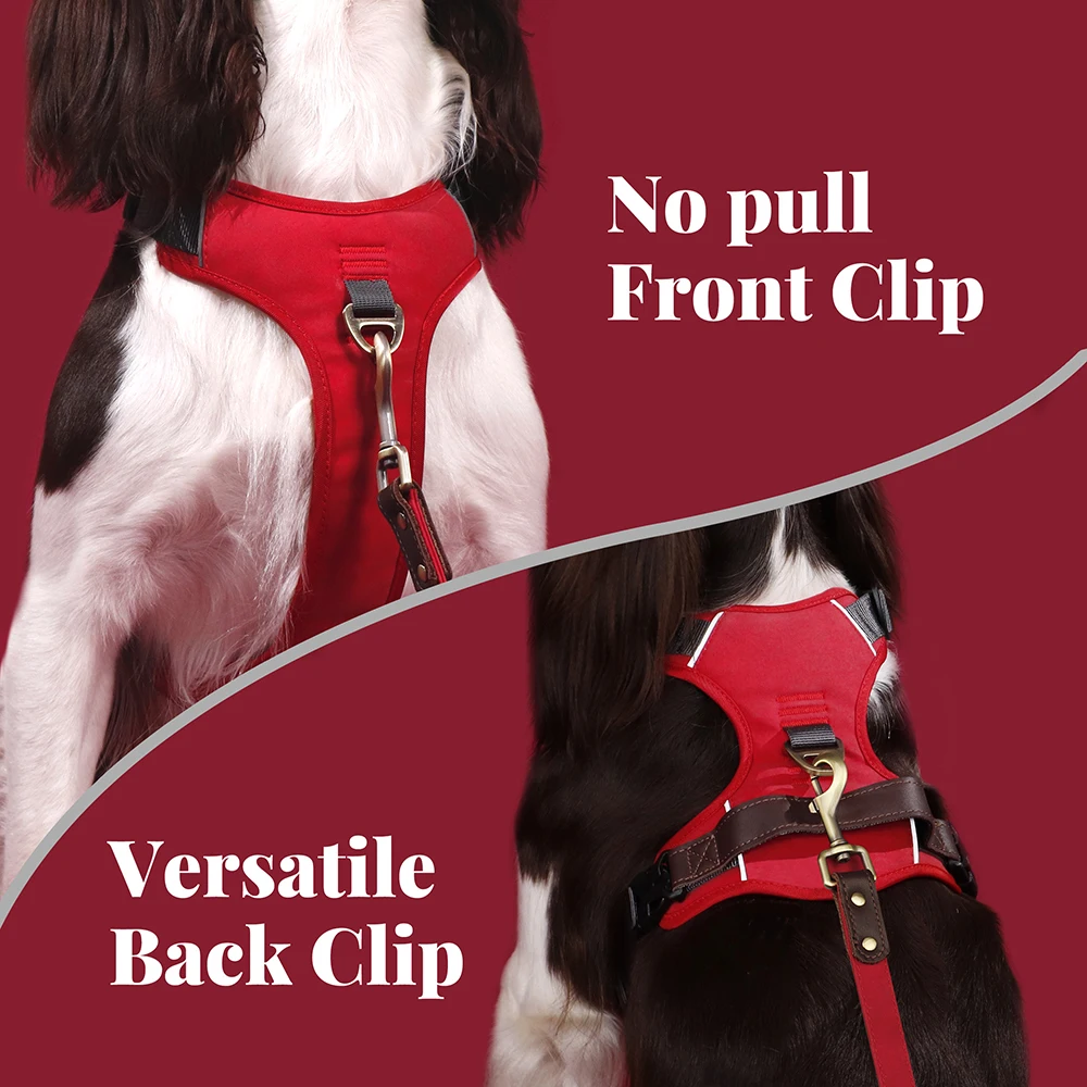 Vintage-Hundegeschirr, langlebiges PU-Leder, Hundegeschirre, atmungsaktive Haustierweste mit Kontrollgriff, Retro für kleine, mittelgroße und große Hunde – Detail 18