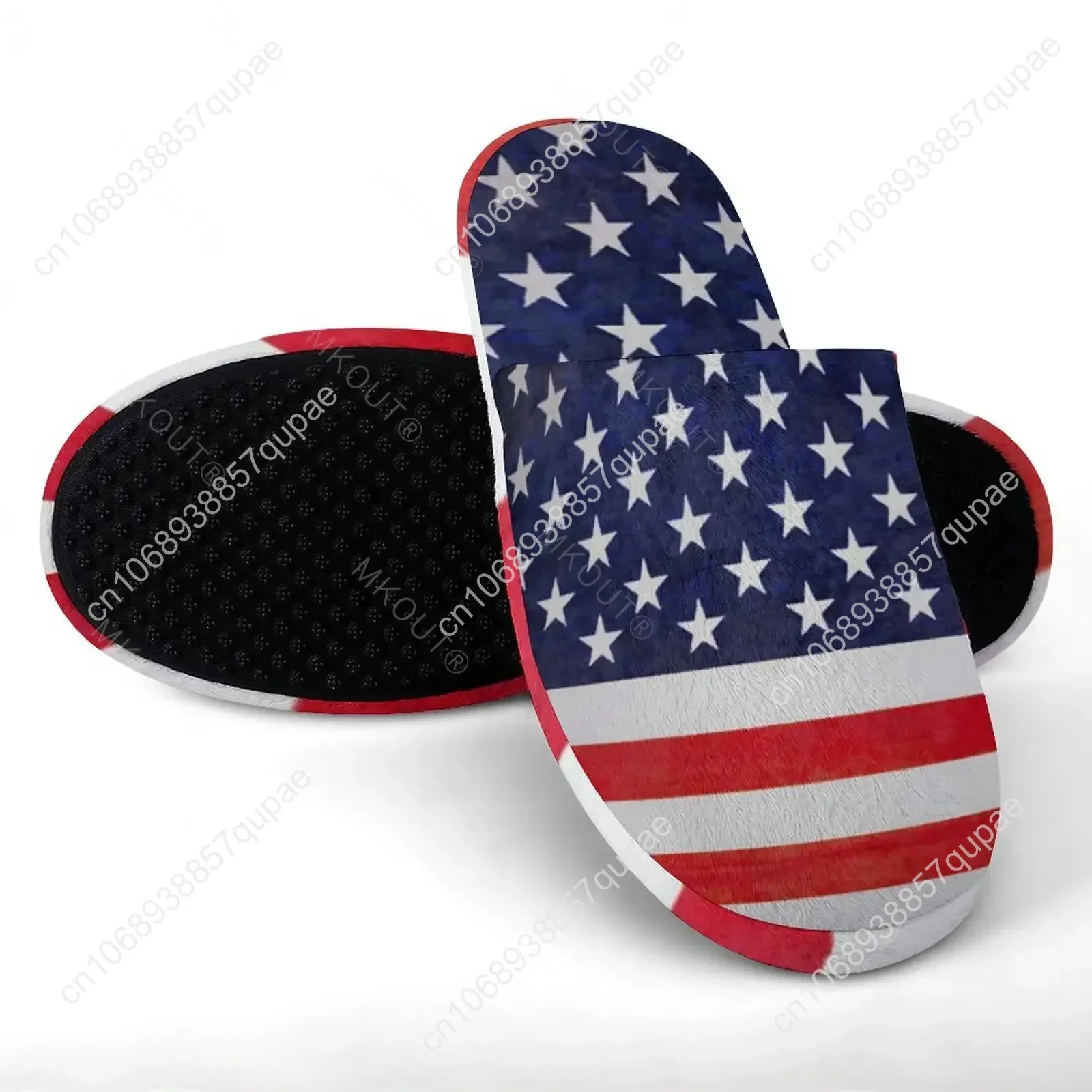 American Flag (7) Warm Cotton Slippers For  Men Women Thick Soft Soled Non-Slip Fluffy Shoes  Indoor House Slippers Clapper