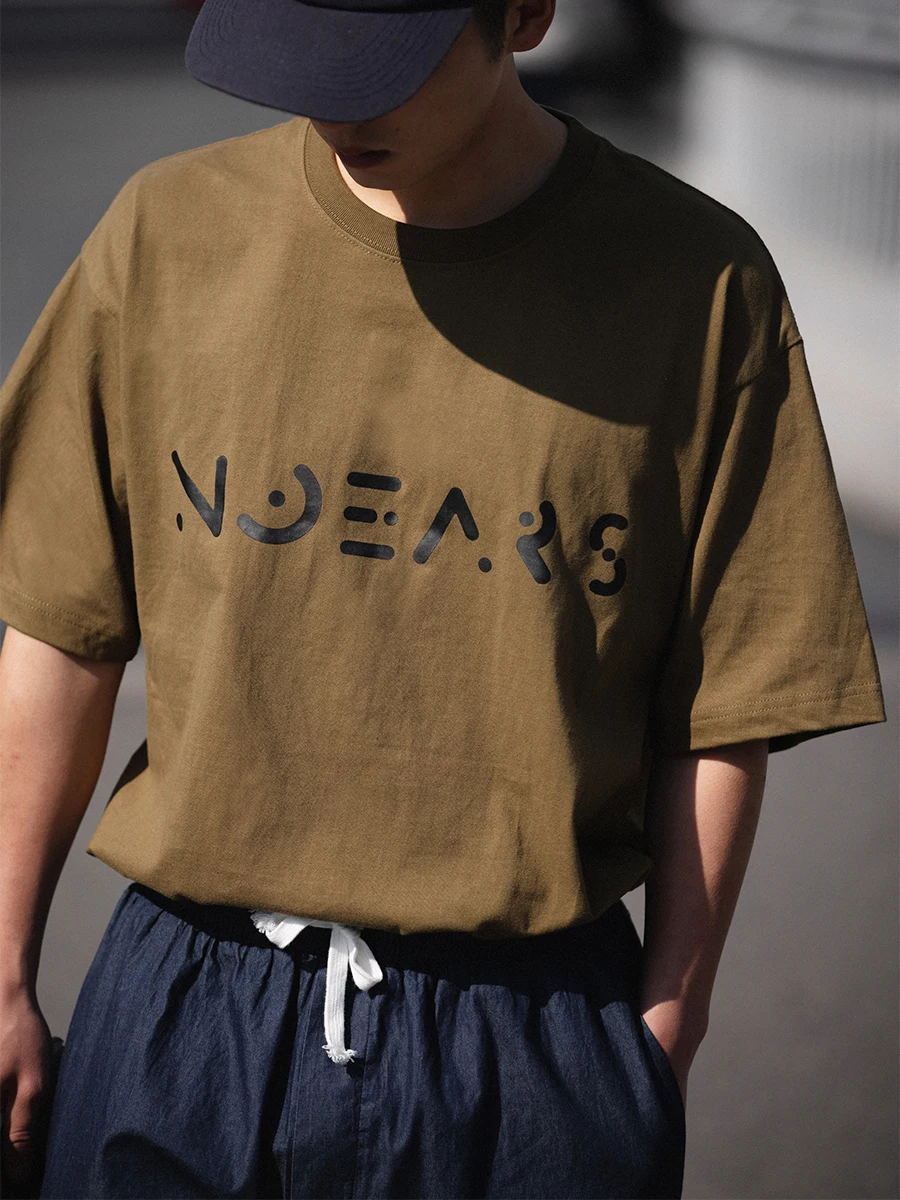 

Noears Olive Green Printed round Neck T-Shirt Men's Seamless Short Sleeve Basic Summer Base Shirt No Elastic Casual Fashion