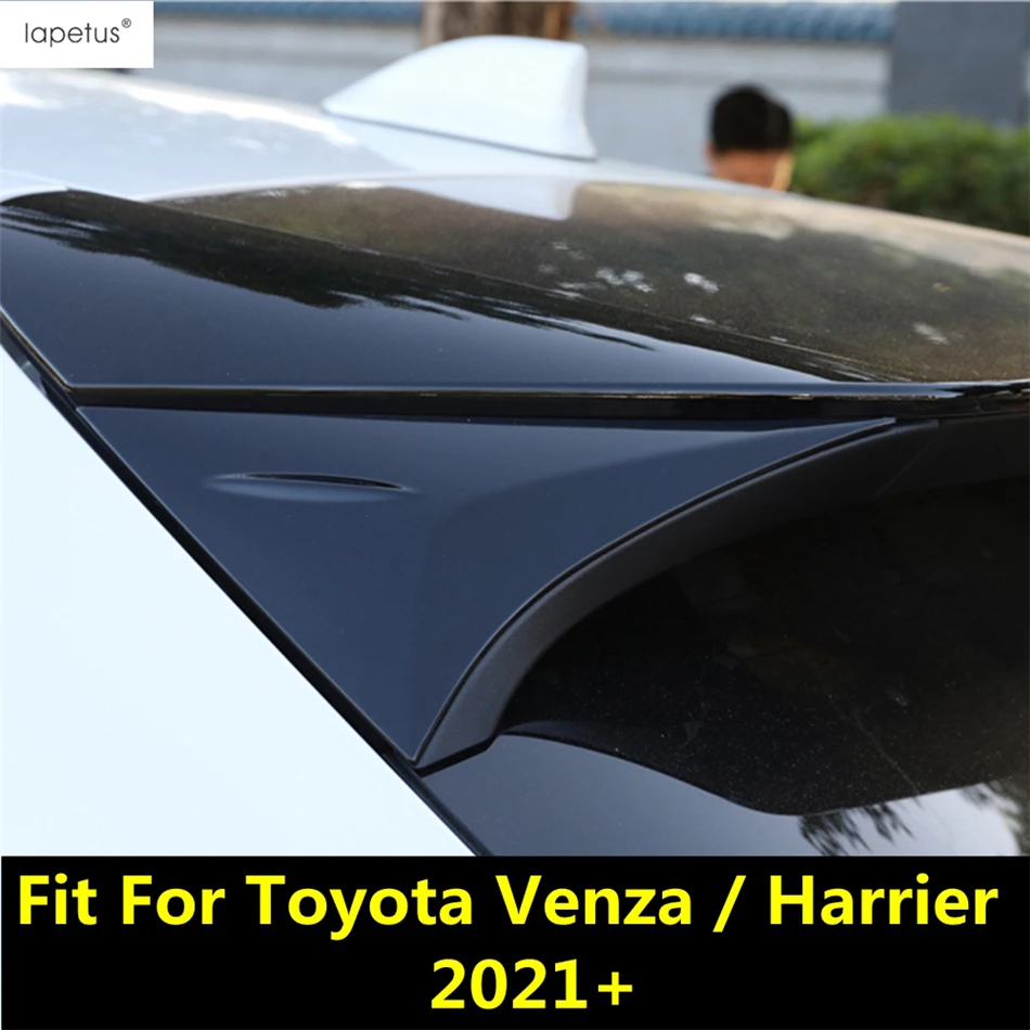 For Toyota Venza / Harrier 2021 - 2024 ABS Chrome Carbon Fiber Black Car Rear Tail Window Sequins Panel Spoiler Decor Cover Trim