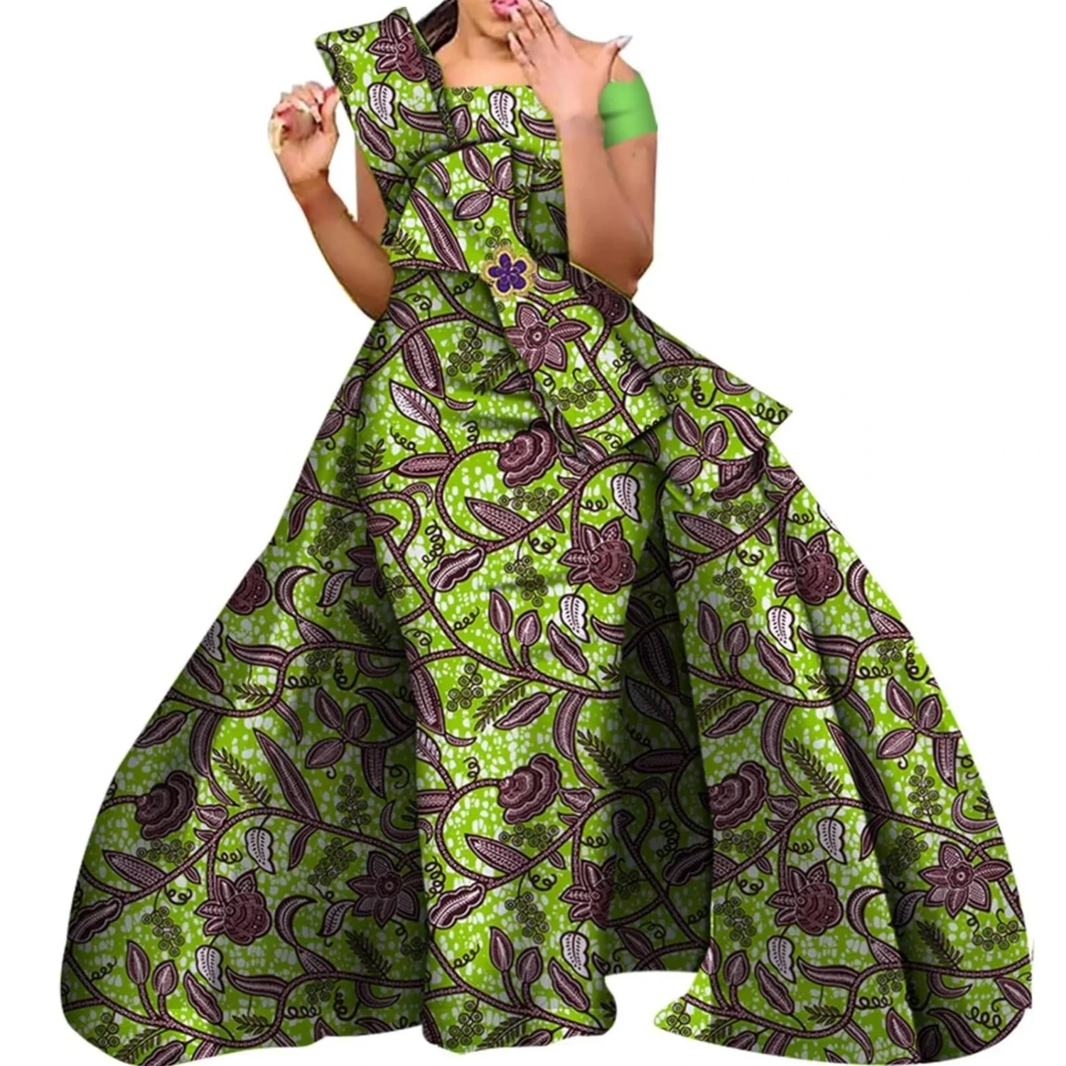 African Dresses for Women Danshiki Traditional Skirt Fashion 100% Cotton Newest Design  Dresses for Wedding  WY4630
