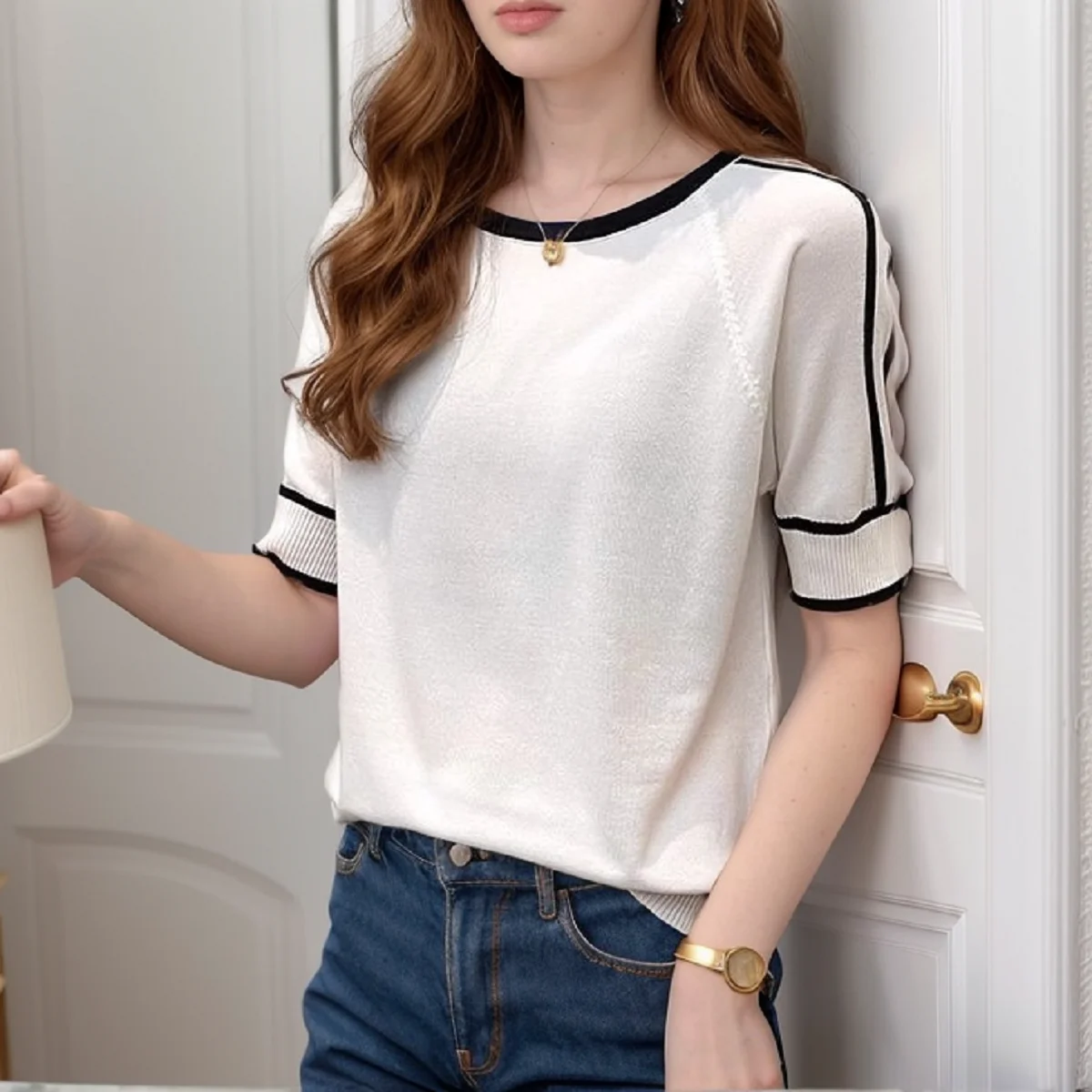 

Свитер с короткими рукавами для женщин 2025, повседневный свитер, жилет, корейский модный вязаный пуловер, топы на бретелях, модные весенне-летние наряды