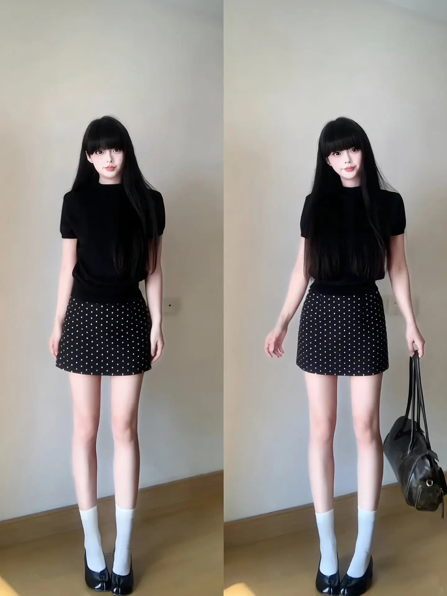 Black Polka Dot  Skirt Women's Summer High Waist A-Line Bodycon Half Skirt Beautiful Absolutely Stunning Short Skirt