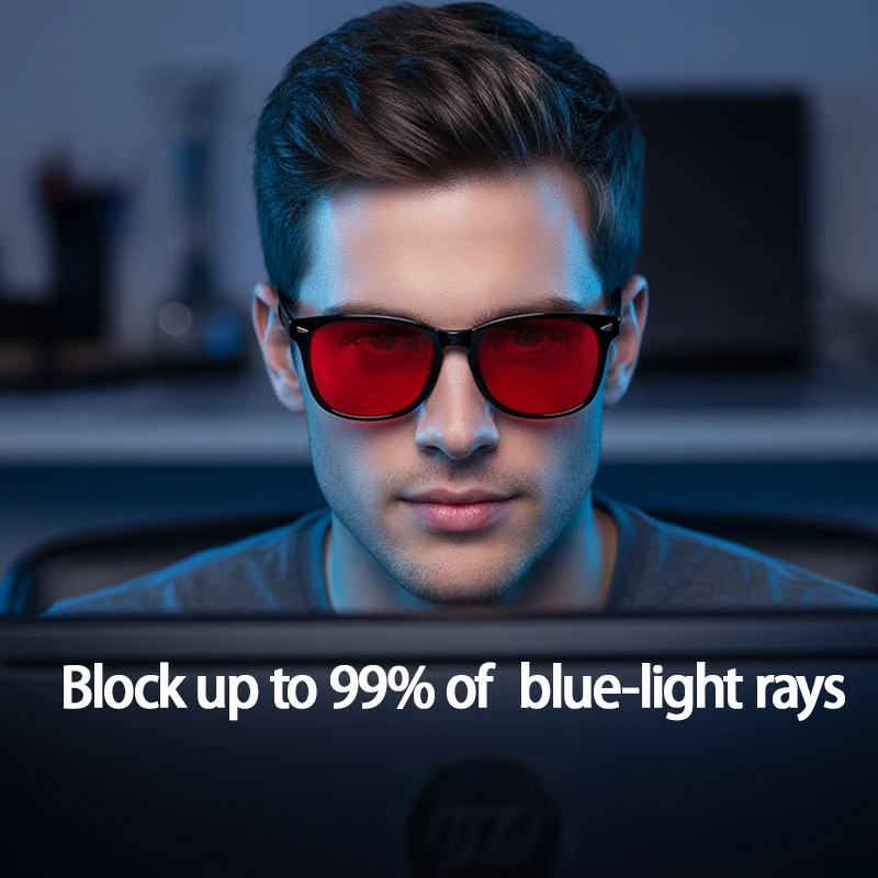 ブルーライトカットメガネ 男女兼用 2025 高級ブランド ファッション コンピューター用 レッドレンズ レトロ リーディンググラス シェード