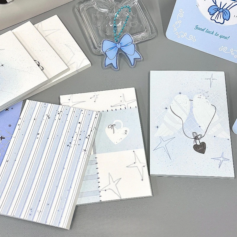 A7 Blue Color Bow Memo Pad for Kids Creative Design Simplicity Scrapbooking Memo Pad Fashion Sweet Notepad School Supplies