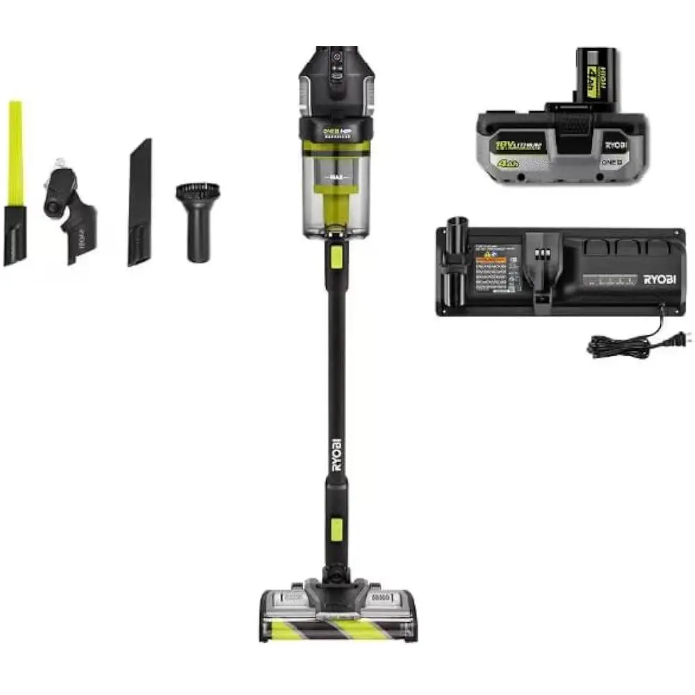 18V Brushless Cordless Stick Vacuum Kit Advanced Whisper Technology 4.0Ah Battery Charging Dock Pet Hair Removal HEPA Filter