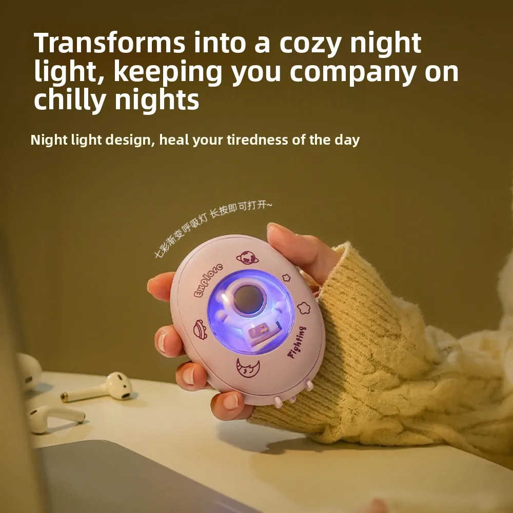 New Cartoon Hand Warmer Mini Portable USB Rechargeable with Ambient Light Winter Heating Pad Perfect Gift Hot Sale