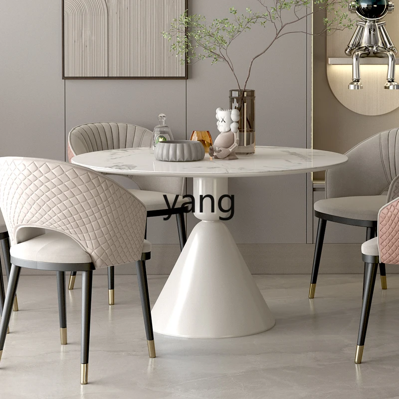 LMM Silent Style round Dining Table Small Apartment Cream Style Marble Table B & B Negotiation Small round Table