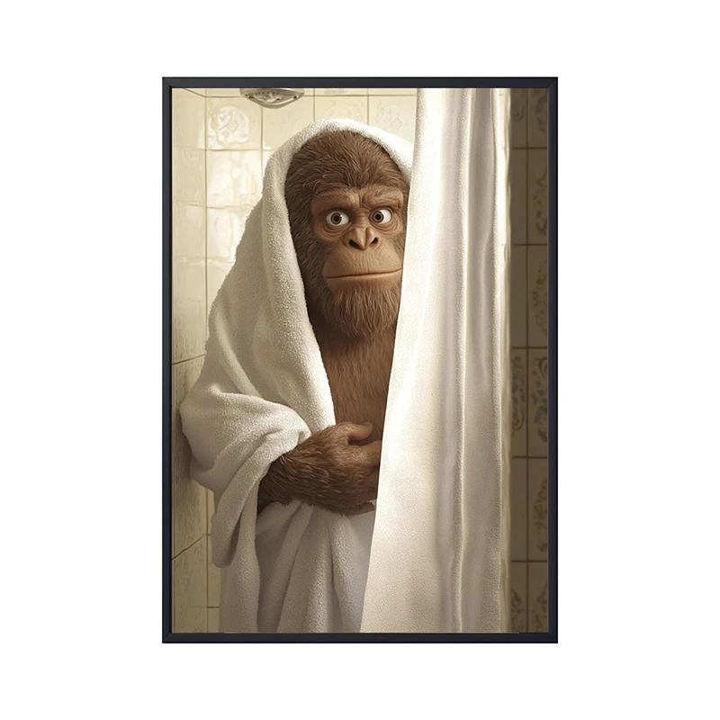 Cute Shower Dog Bathroom Decor Poster Dog in Bathtub Print Animal Murals Canvas Painting for Home Decor Dog Lover Gifts