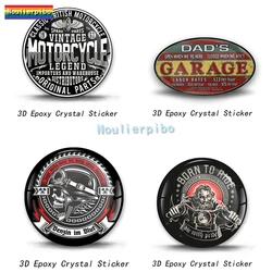 3D Dome Gel Sticker Old Shool Wolf Biker Retro Gril Decal Car Body Decoration Motorcycle Helmet Laptop Piano Guitar Vinyl Decal