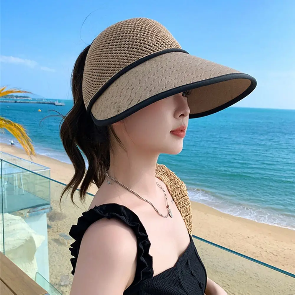 Topi tabir surya rajut jala, topi baskom musim panas luar ruangan, topi nelayan bersirkulasi