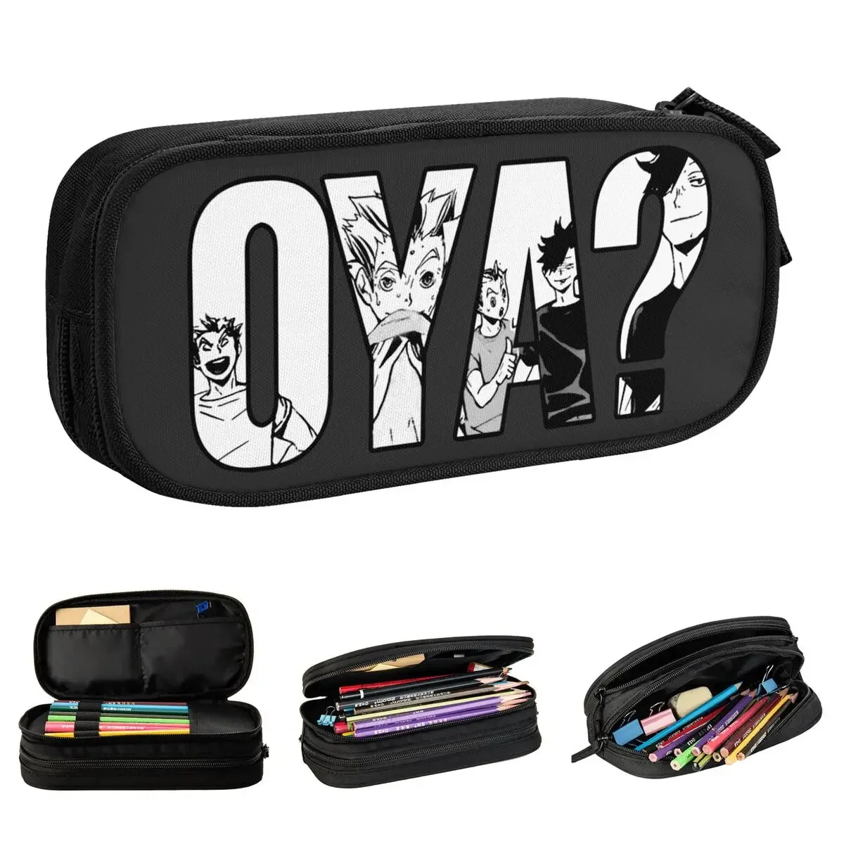 Oya Haikyuu Pencil Cases Kuroo Anime Bokuto Oya Manga Shoyo Pencilcases Pen Big Capacity Bag Students School Stationery