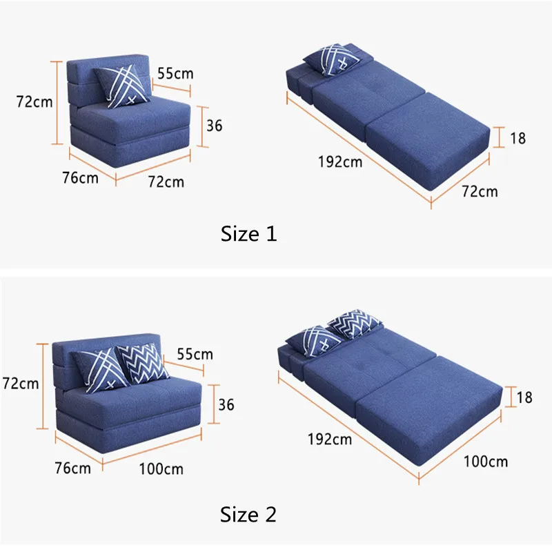 Fold Down Futon Muti-purpose Night and Day Folding Cheap Fabric Pull Out Single Seat Sofa Bed