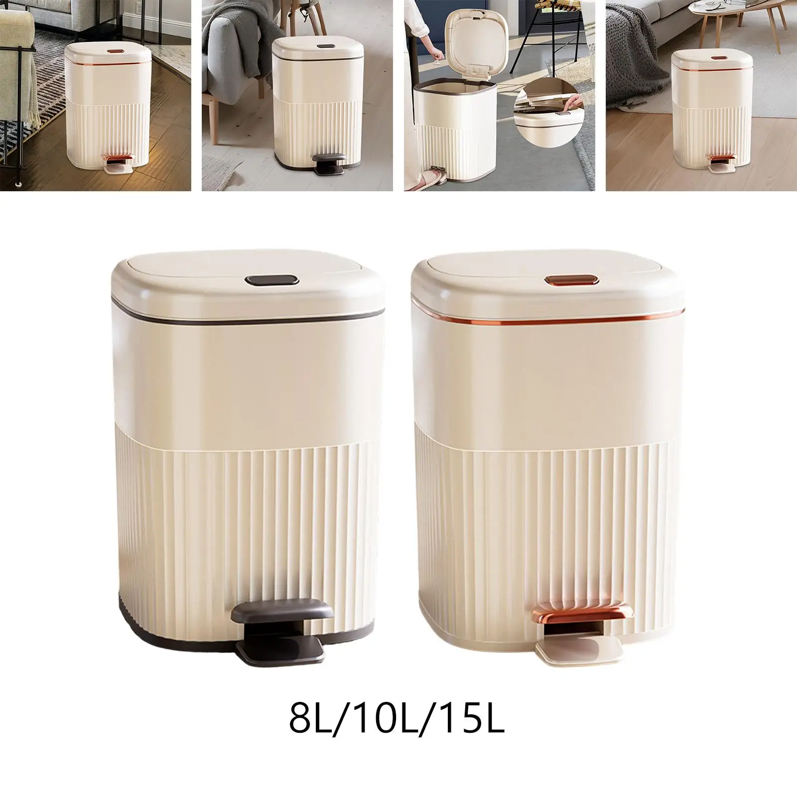 Step Trash Can with Lids Simple Foot Pedal Garbage Bin Garbage Container Bin for Study Toilet Entryway Laundry Room Home