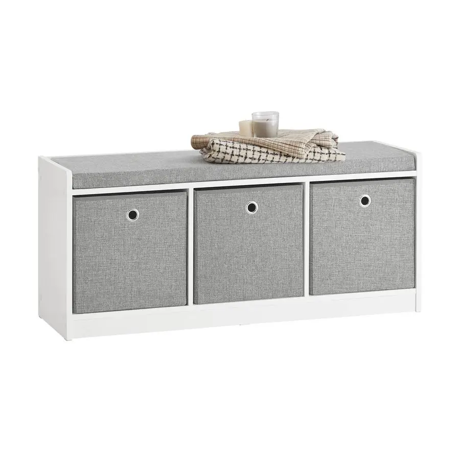 

Haotian Entryway Storage Bench with 3 Baskets, Bed Ottoman Storage Cubes, Hallway Livingroom Shoes Bench Shoe Rack Shoe Cabinet