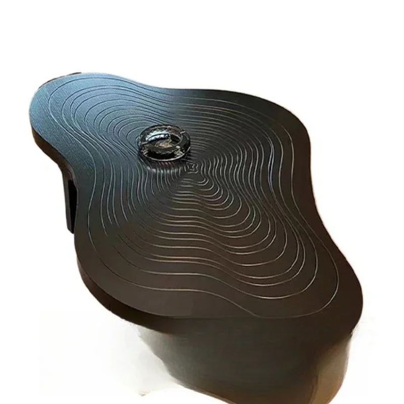 

Solid wood coffee table, wabi-sabi small apartment, black oak, retro coffee table, cloud coffee table