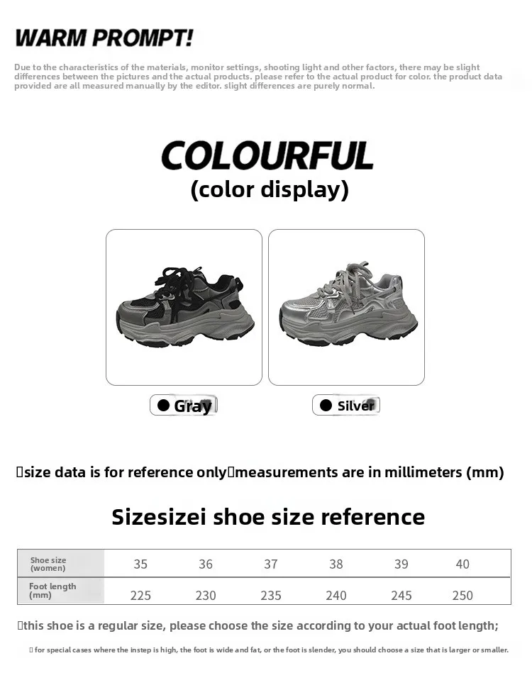 Klobige Plateau-Sneaker für Damen, Herbstmode, dicke Sohle, vulkanisierte Schuhe, rutschfeste, atmungsaktive Freizeit-Sportschuhe aus Mesh – Detail 2