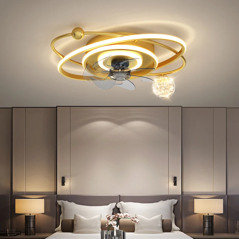 

Modern Luxury Ceiling Lights Led with Fan for Living Room Bedroom Home Fixture Indoor Lighting Gold Black Dimmable with Remote