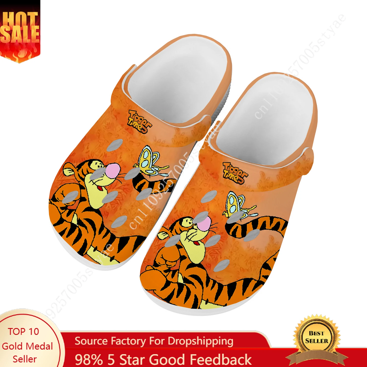 

Disney Tigger Water Shoes Men Women Comfortable Fashion Home Garden Clogs Customizd Sandals Beach Breathable Hole Slippers
