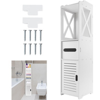 Bathroom Floor Cabinet Free Standing slim bathroom cabinet with Paper Towel Drawer & Cupboard Storage Organizer Home Furniture