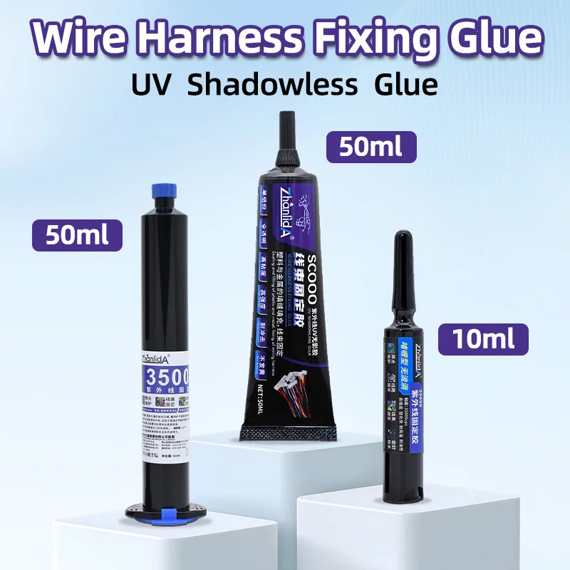 UV Shadowless Glue Wire Harness Fixing Adhesive Transparent Shadowless Glue for Electronic Circuit PCB Board Wire Cable Fixing