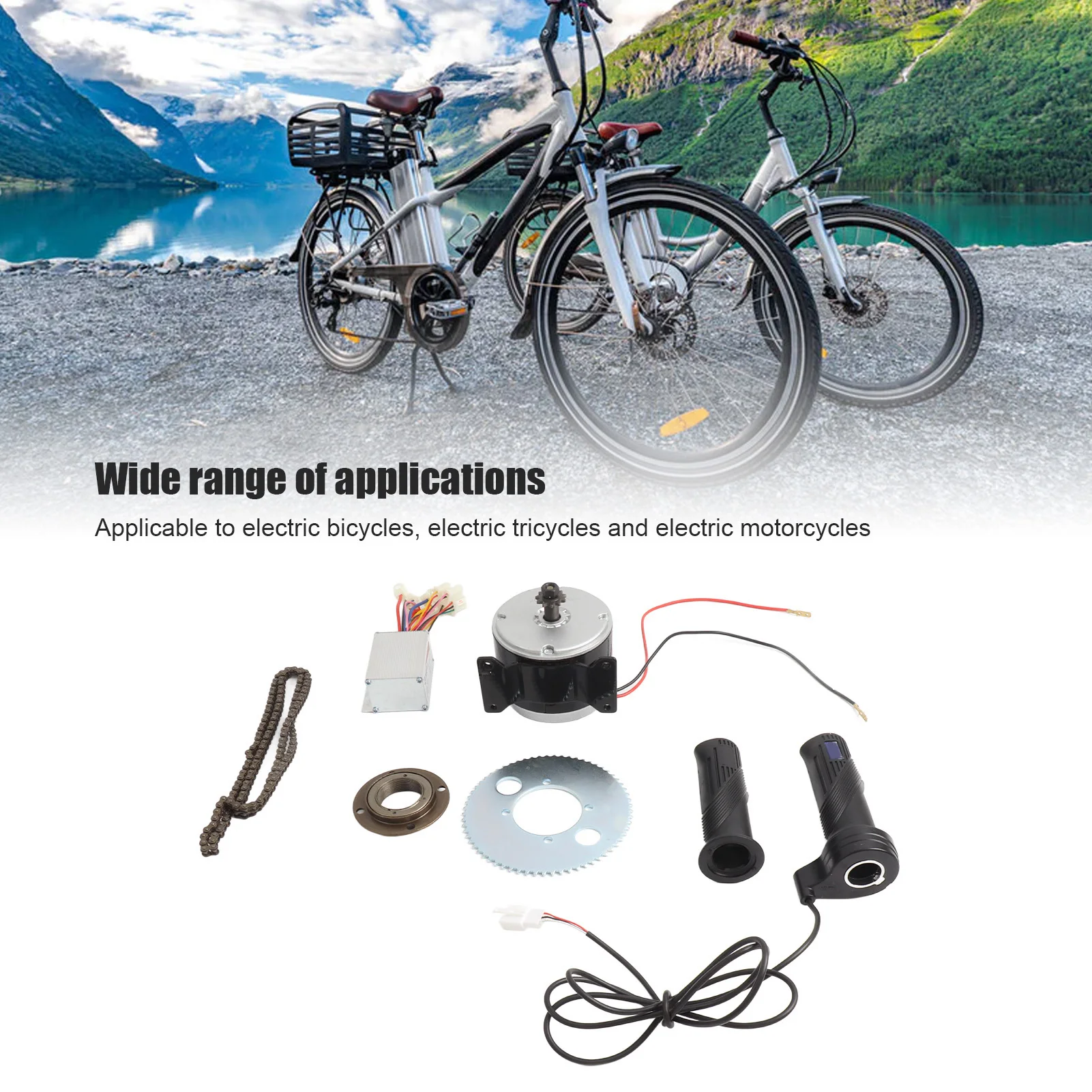

Electric Bike Brushed Motor Fully Equipped Electric Bike Motor Set Aluminum Alloy 24V 250W High Speed Low Noise for Conversion
