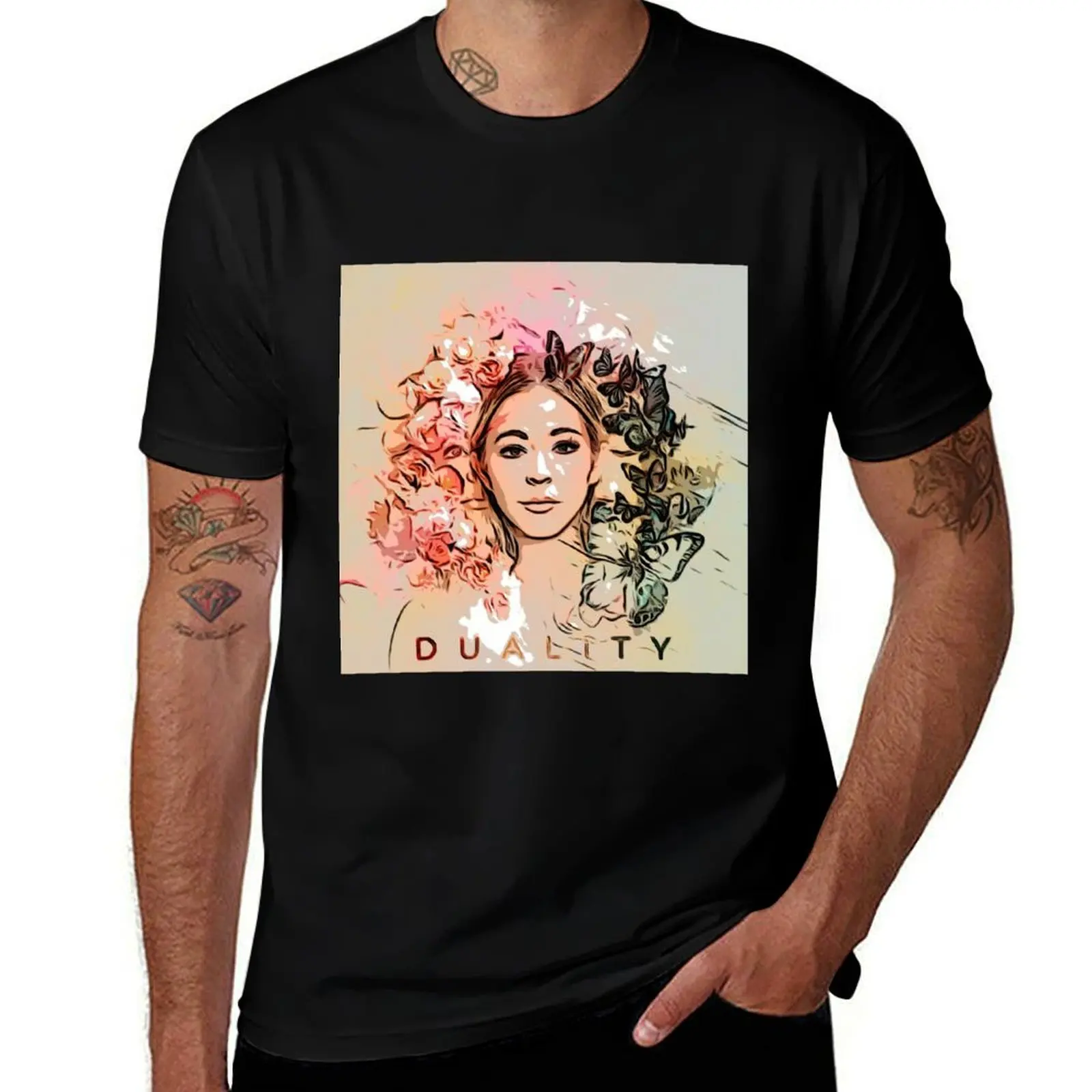 

Lindsey Stirling Duality - abstract cover art T-Shirt Casual Loose Short Sleeve Tee for Men