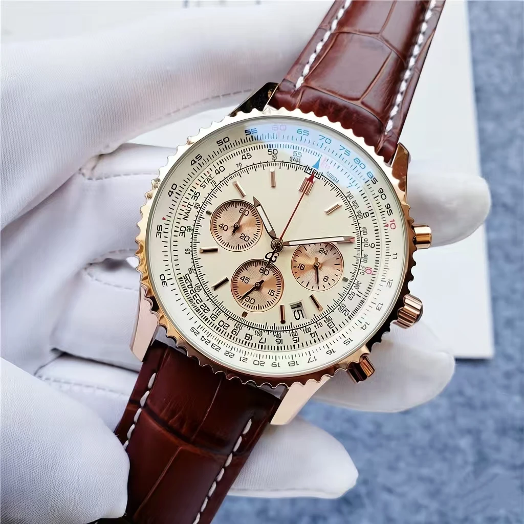 

A brand-new men's multi-functional aviation chronograph quartz wristwatch, 47mm, with an imported O S quartz movement.