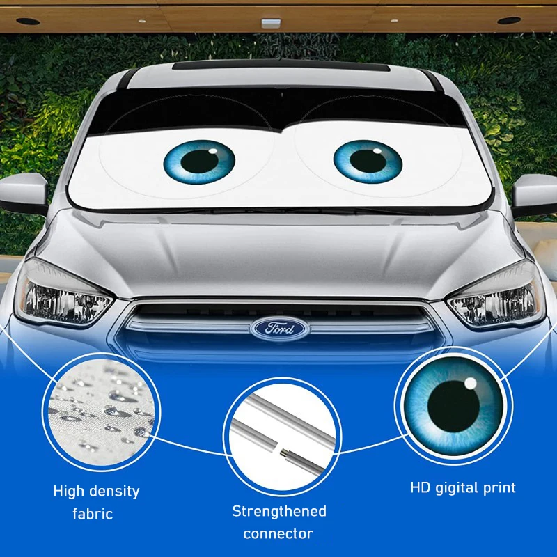 Cartoon Eyes Heated Windshield Sunshade Car Window Windscreen Cover Sun Shade Auto Sun Visor Car-covers Car Solar Protection