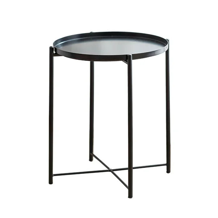 Cheap Living Room Furniture Tray Small Round Table Modern Metal Black Folding Round Coffee Table Side Table