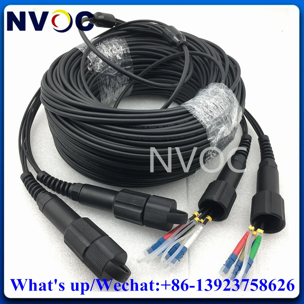 8Cores Single Mode 100M 125M 150M 200M 250M 300M SM G657A,LSZH,8C PDLC-PDLC/UPC Armored Fiber Optic Patch Cord Cable Connector