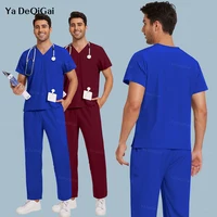 Gran oferta, uniformes clínicos hospitalarios resistentes a las arrugas, venta al por mayor, pantalones superiores de trabajo, uniformes médicos para enfermeras, conjunto de enfermería Unisex