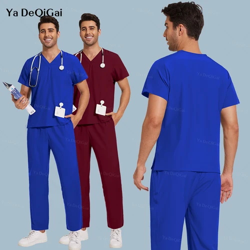 Gran oferta, uniformes clínicos hospitalarios resistentes a las arrugas, venta al por mayor, pantalones superiores de trabajo, uniformes médicos para enfermeras, conjunto de enfermería Unisex