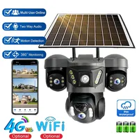 4G Solar Camera Wifi Outdoor 360 PTZ Tri-Lens Motion Detect Auto Tracking CCTV Night Vision Waterproof V380 Pro Security Cameras