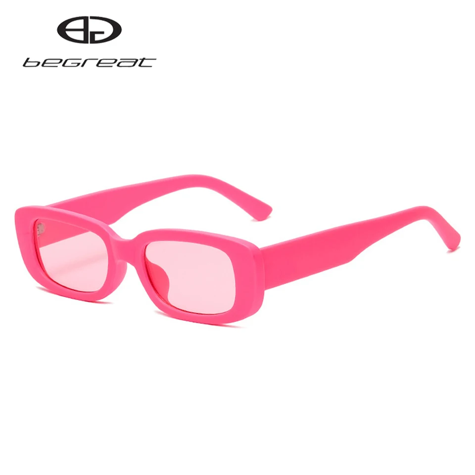 BEGREAT Sunglasses Woman Pink Macaron Small Rectangle Colorful Sun Glasses Square Fashion Yellow Purple Sun Glasses