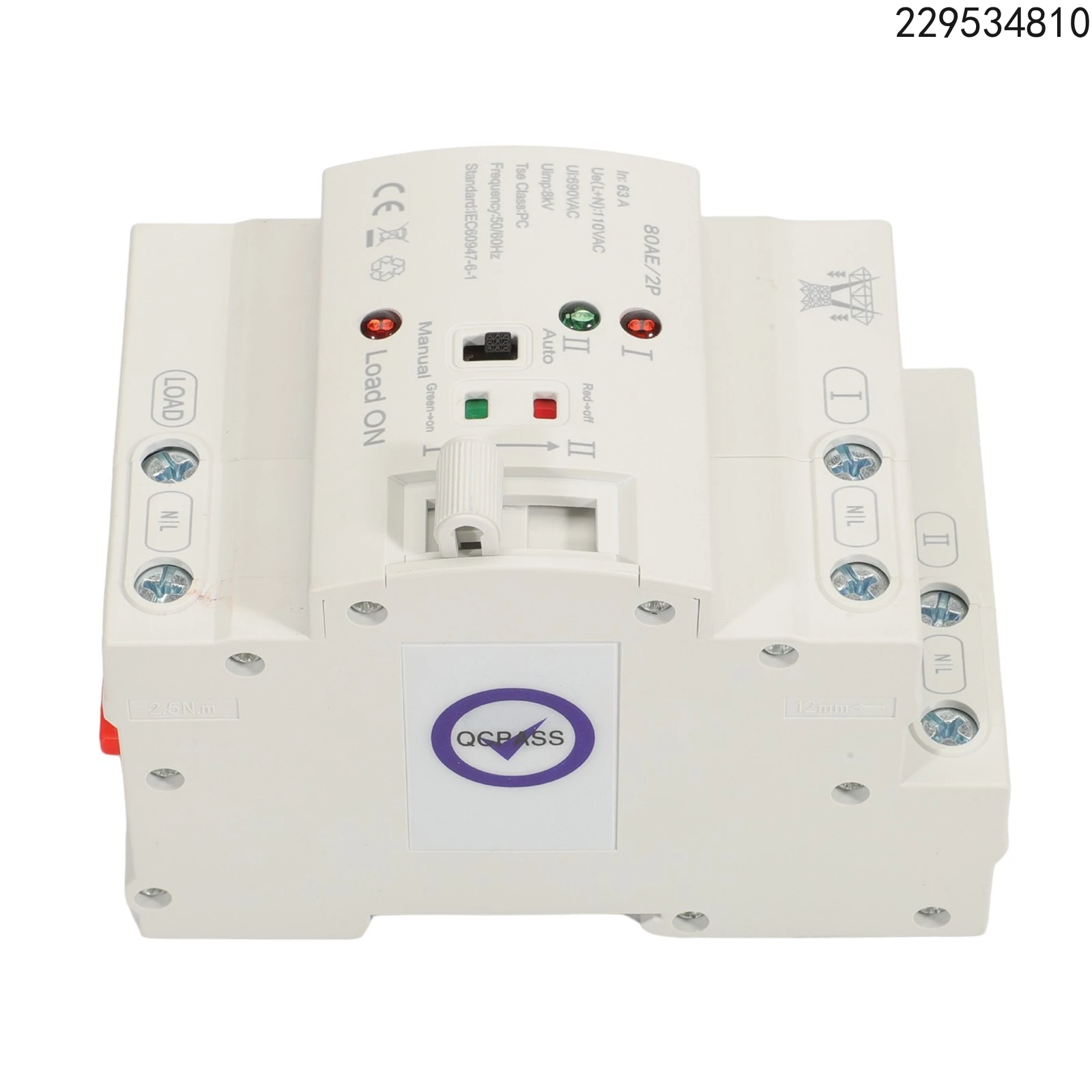 

New Mini Dual Power Automatic Transfer Switch 2P 63A 110V Grid to Generator, USA