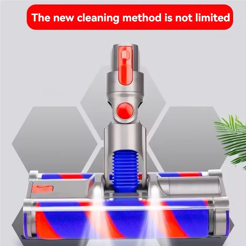 BAAM-فرشاة دوارة مزدوجة برأس محرك تفريغ لدايسون V7 V8 V10 V11 V15 فرشاة أرضية كهربائية مع ضوء LED للأرضيات الصلبة