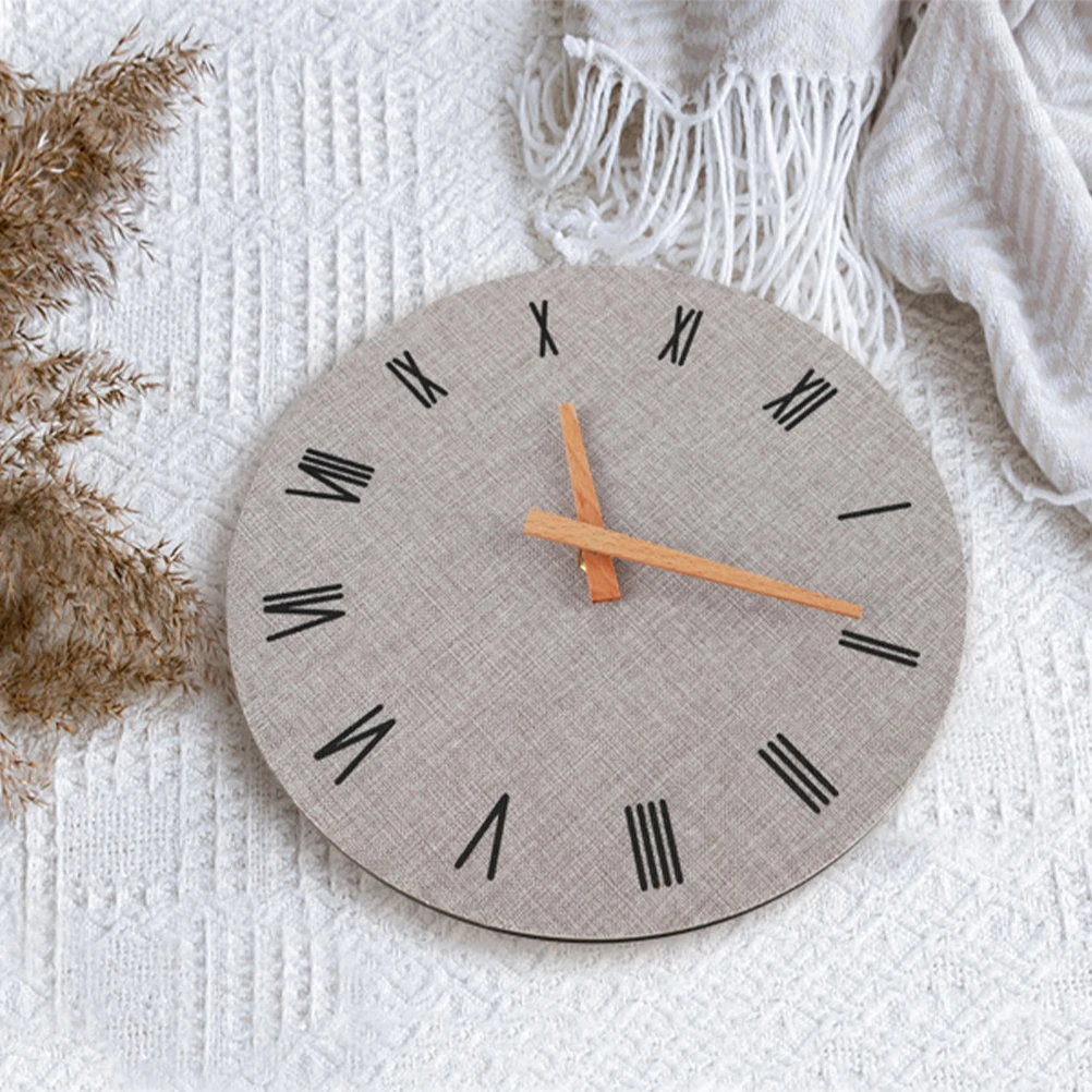 

1pc 12 Inches Vintage Roman Wooden Wall Retro Hanging Clock For Home Office Bedroom Decorative Wall Hanging Clock Grey